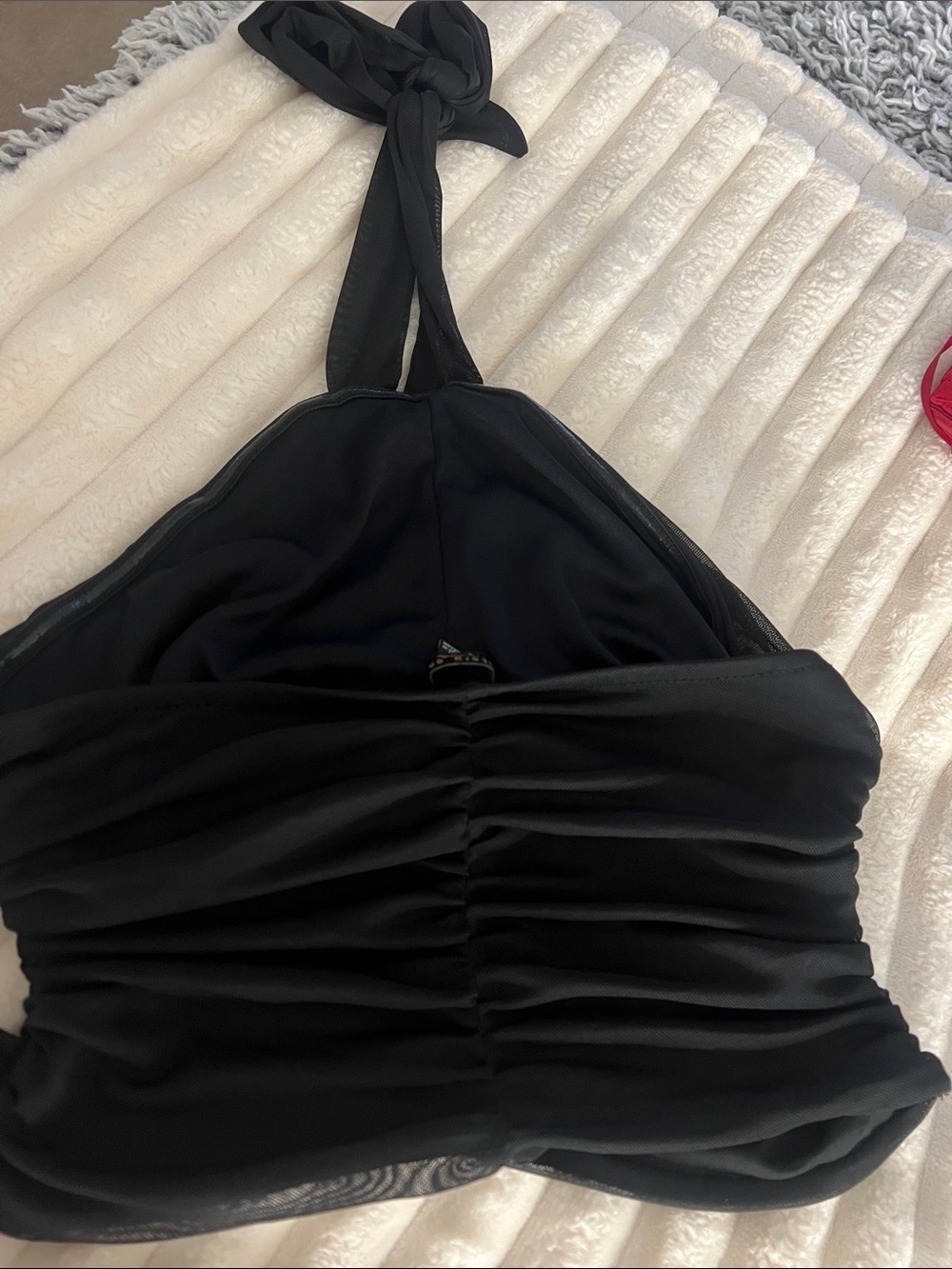 Black Ruched Halter Dress - Picture 2 of 3